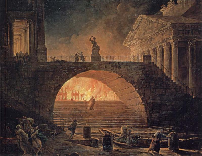 ROBERT, Hubert The blaze in Rom,18.Juli 64 n. Chr. Germany oil painting art